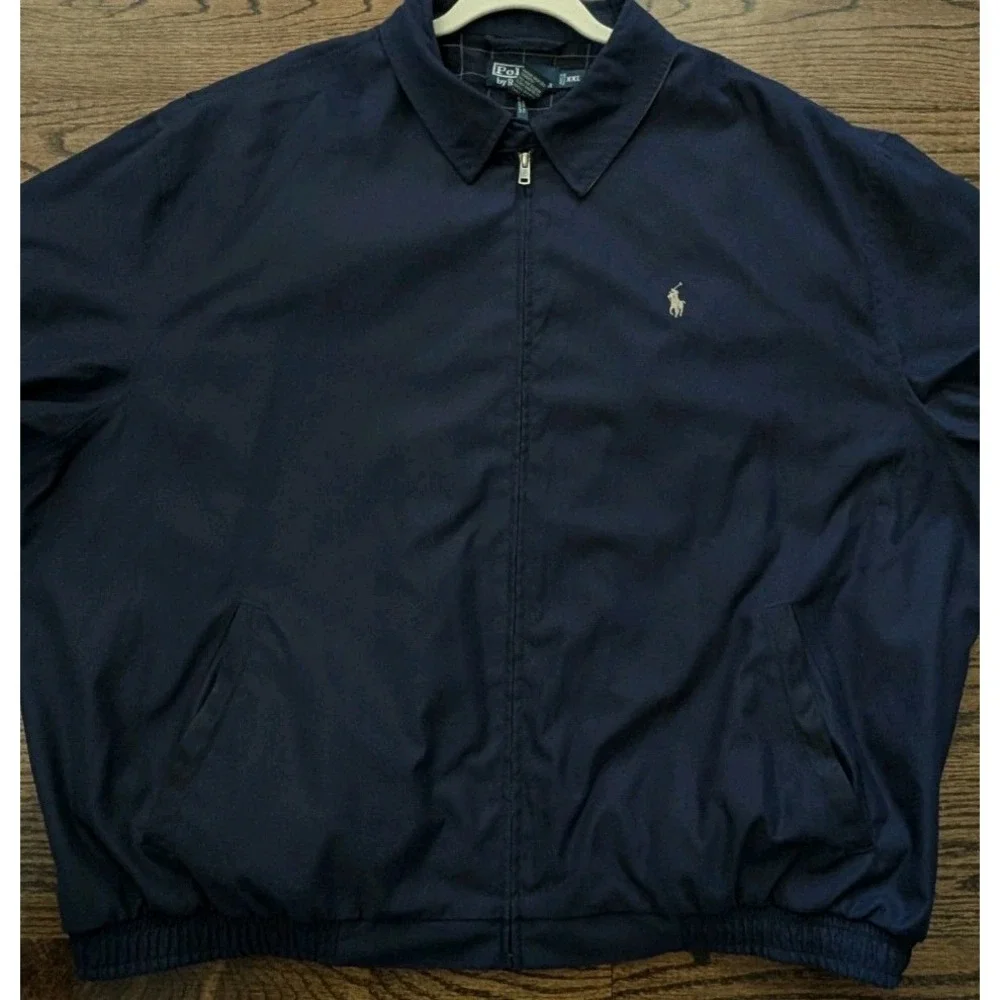 Vtg 90s Polo Ralph Lauren Blue Bi Swing Windbreaker Jacket Sz XXL Check Lined